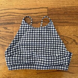 J. Crew Navy Blue Gingham Halter Style Sports Bra